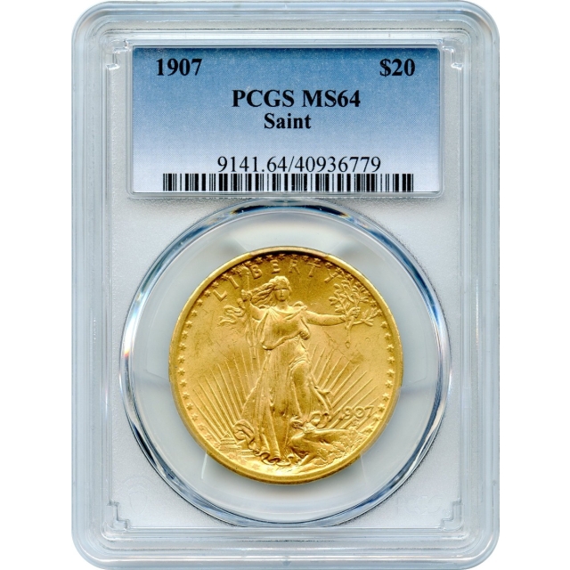 1907 $20 Saint Gaudens Double Eagle PCGS MS64