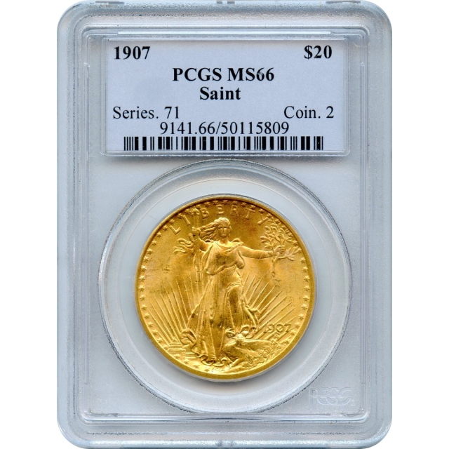 1907 $20 Saint Gaudens Double Eagle PCGS MS66
