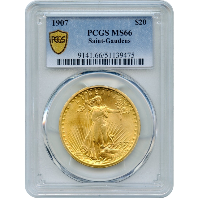 1907 $20 Saint Gaudens Double Eagle PCGS MS66