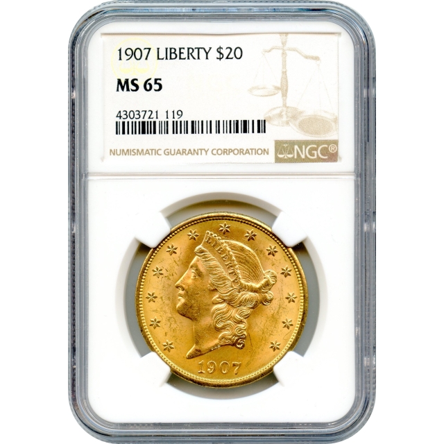 1907 $20 Liberty Head Double Eagle, NGC MS65 - Condition Rarity