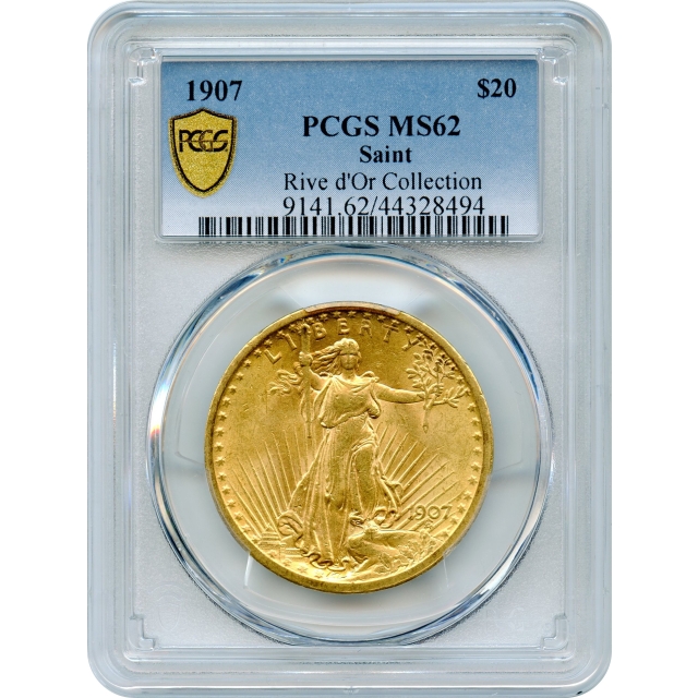 1907 $20 Saint Gaudens Double Eagle PCGS MS62 Ex. Rive D'Or Collection