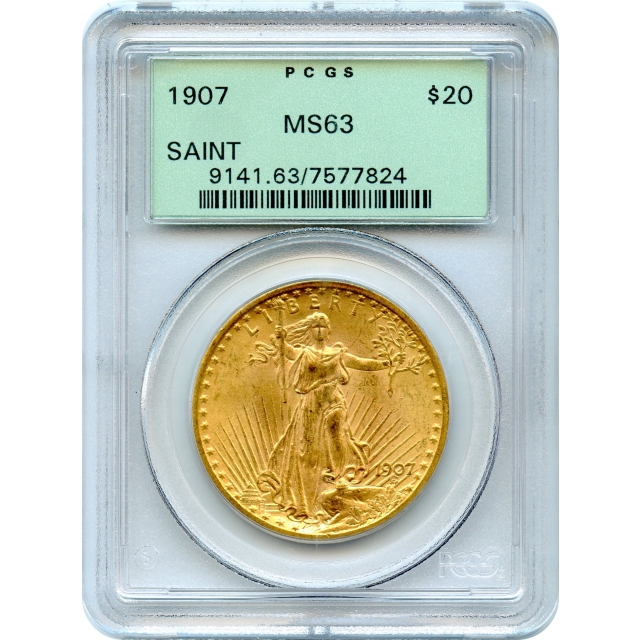 1907 $20 Saint Gaudens Double Eagle PCGS MS63