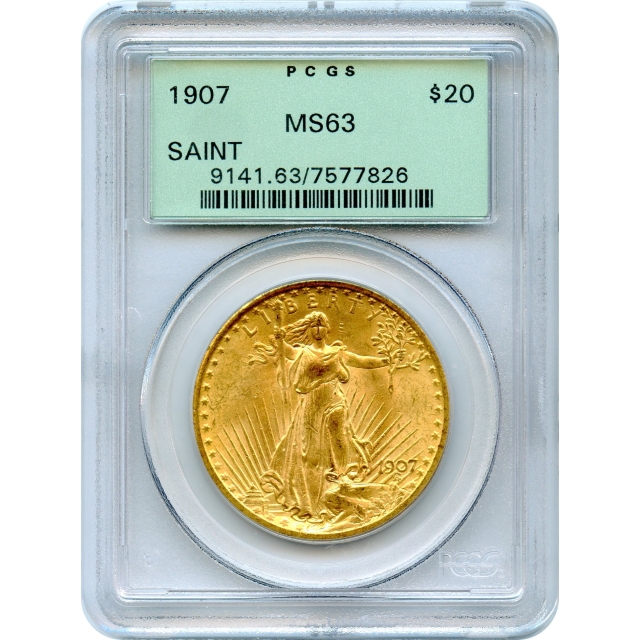 1907 $20 Saint Gaudens Double Eagle PCGS MS63