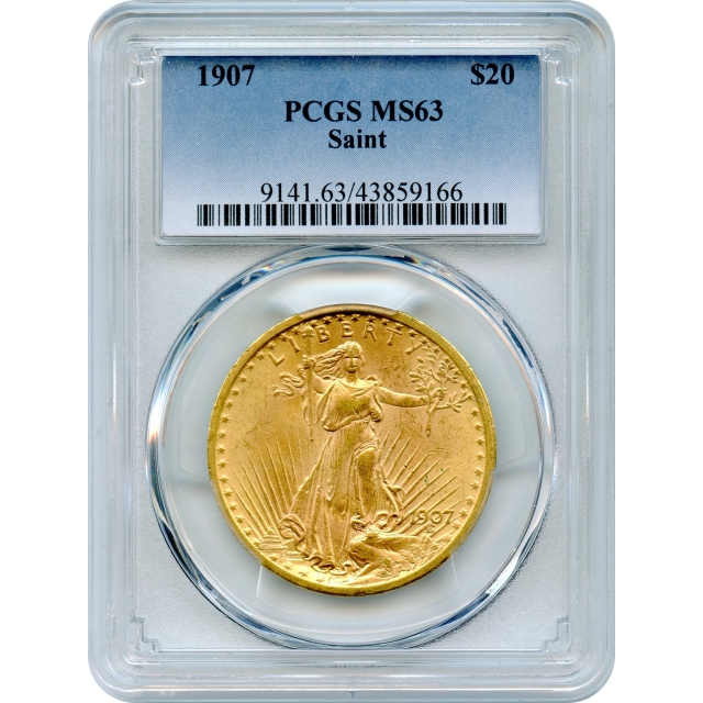 1907 $20 Saint Gaudens Double Eagle PCGS MS63