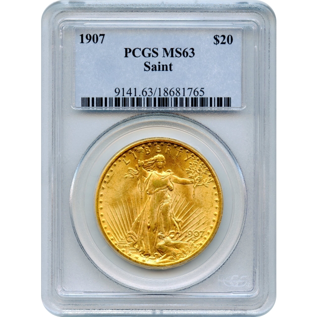 1907 $20 Saint Gaudens Double Eagle PCGS MS63