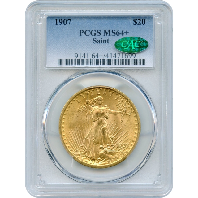 1907 $20 Saint Gaudens Double Eagle PCGS MS64+ (CAC)