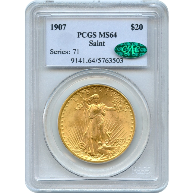 1907 $20 Saint Gaudens Double Eagle PCGS MS64 (CAC)