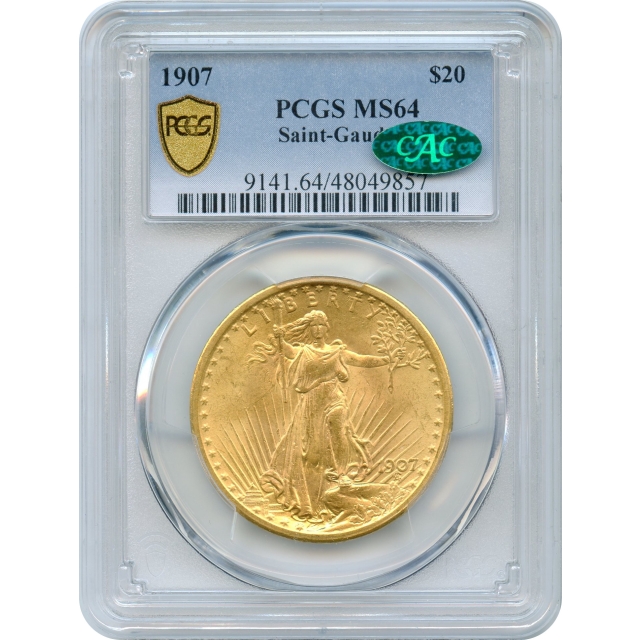 1907 $20 Saint Gaudens Double Eagle PCGS MS64 (CAC)