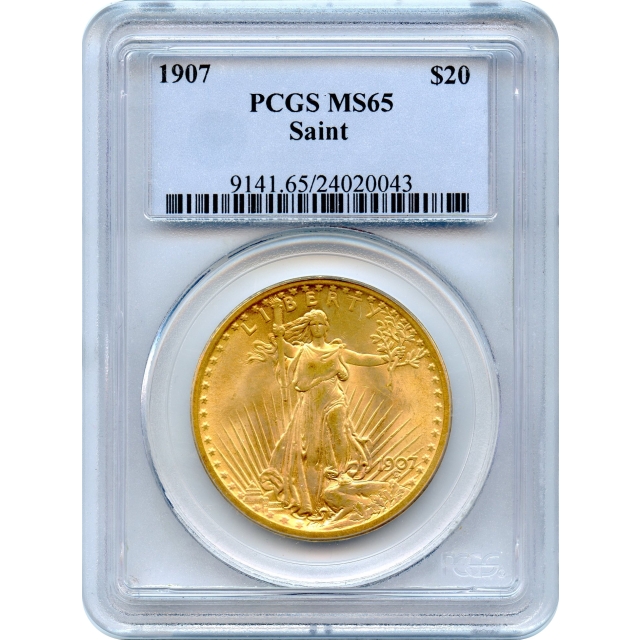 1907 $20 Saint Gaudens Double Eagle PCGS MS65