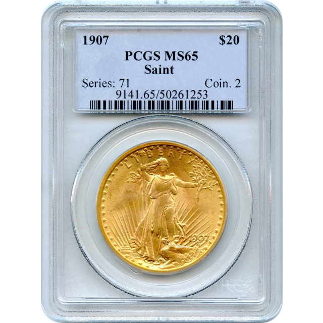 1907 $20 Saint Gaudens Double Eagle PCGS MS65