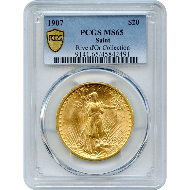 1907 $20 Saint Gaudens Double Eagle PCGS MS65 Ex.Rive d'Or Collection