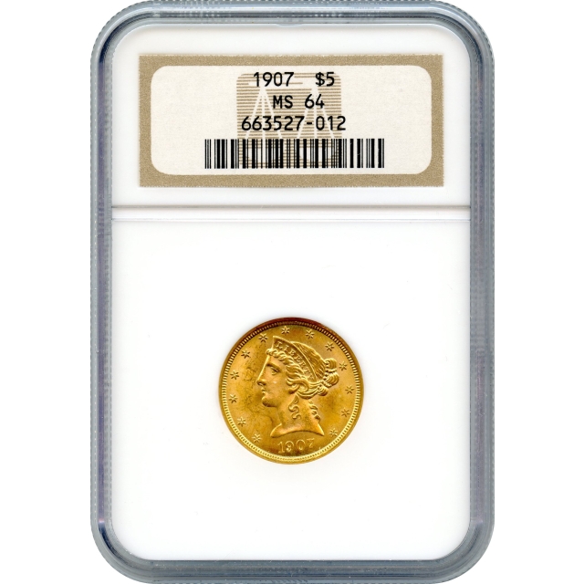 1907 $5 Liberty Head Half Eagle NGC MS64