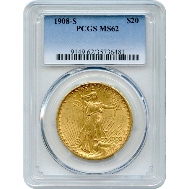 1908-S $20 Saint Gaudens Double Eagle PCGS MS62