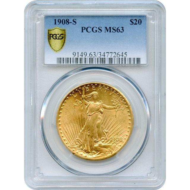 1908-S $20 Saint Gaudens Double Eagle PCGS MS63