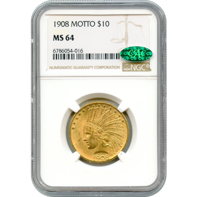 1908 $10 Indian Head Eagle NGC MS64 (CAC)
