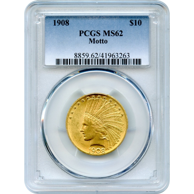 1908 $10 Indian Head Eagle, with Motto PCGS MS62