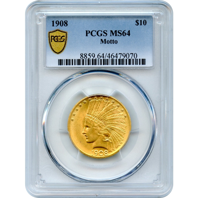 1908 $10 Indian Head Eagle, with Motto PCGS MS64