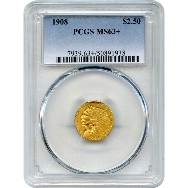 1908 $2.50 Indian Head Quarter Eagle PCGS MS63+