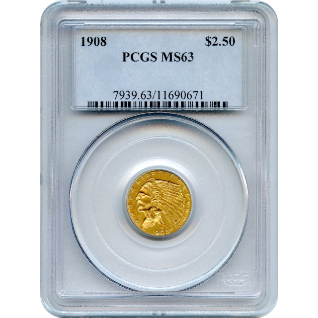 1908 $2.50 Indian Head Quarter Eagle PCGS MS63