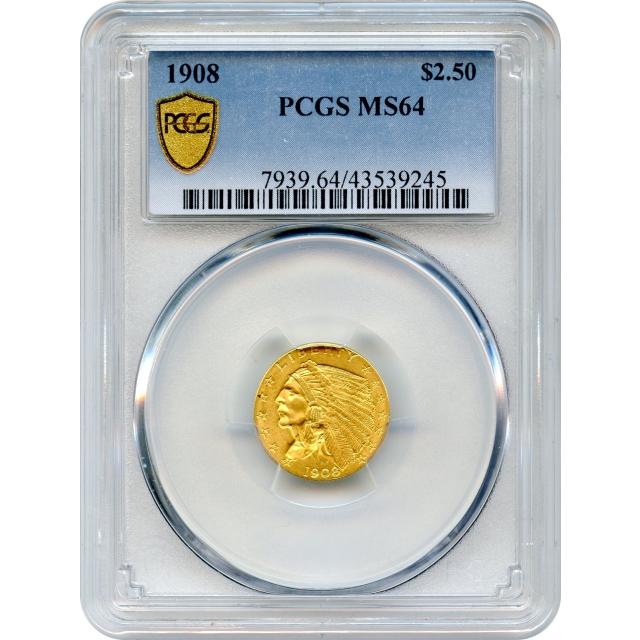1908 $2.50 Indian Head Quarter Eagle PCGS MS64