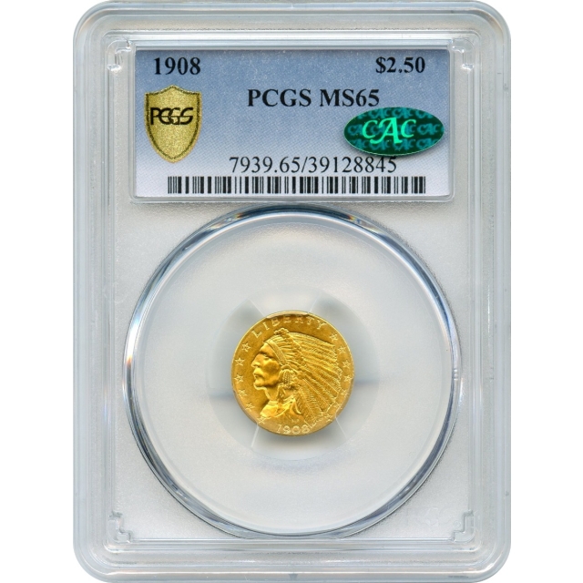 1908 $2.50 Indian Head Quarter Eagle PCGS MS65 (CAC)