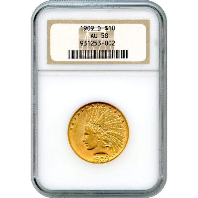 1909-D $10 Indian Head Eagle NGC AU58