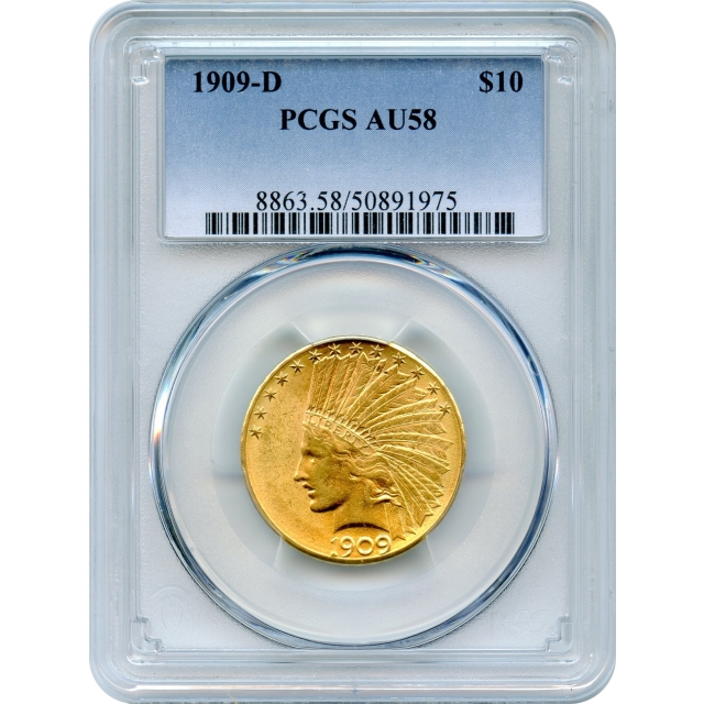 1909-D $10 Indian Head Eagle PCGS AU58