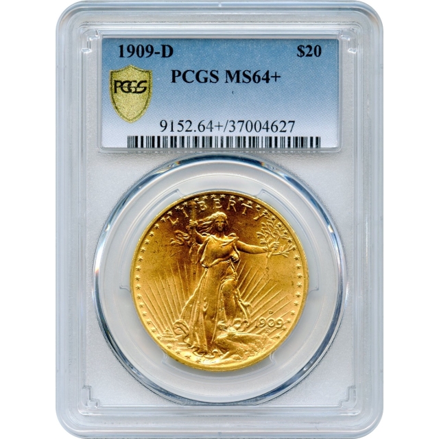 1909-D $20 Saint Gaudens Double Eagle PCGS MS64+