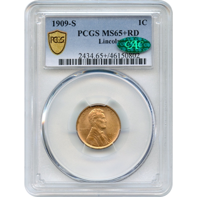 1909-S 1C Lincoln Head Cent PCGS MS65+RD (CAC)