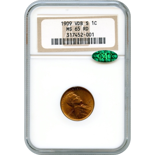 1909-S 1C Lincoln Head Cent VDB NGC MS65RD (CAC)
