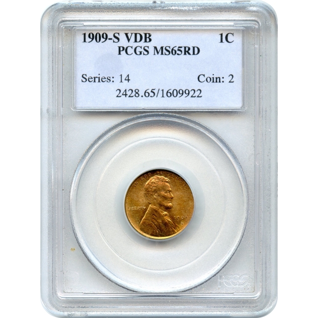 1909-S 1C Lincoln Head Cent, VDB PCGS MS65RD