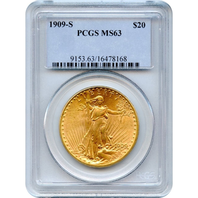 1909-S $20 Saint Gaudens Double Eagle PCGS MS63