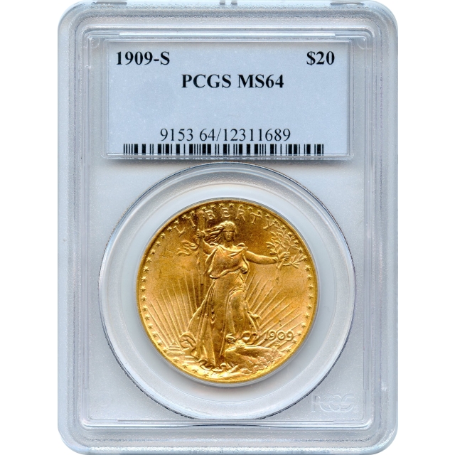 1909-S $20 Saint Gaudens Double Eagle PCGS MS64