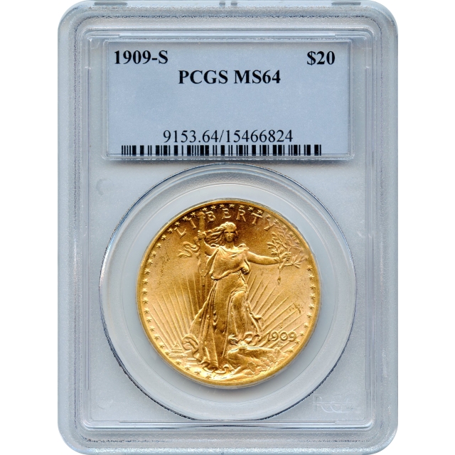 1909-S $20 Saint Gaudens Double Eagle PCGS MS64