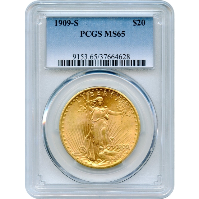 1909-S $20 Saint Gaudens Double Eagle PCGS MS65 - PQ!