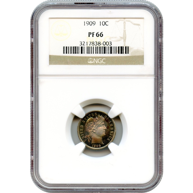 1909 10C Barber Silver Dime NGC PR66