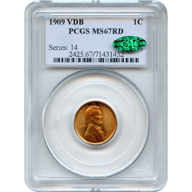 1909 1C Lincoln Head Cent VDB PCGS MS67RD (CAC)