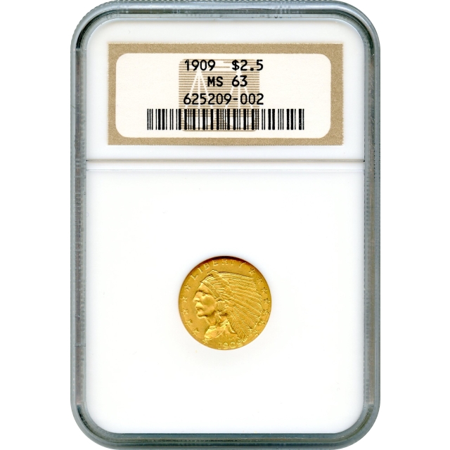 1909 $2.50 Indian Head Quarter Eagle NGC MS63