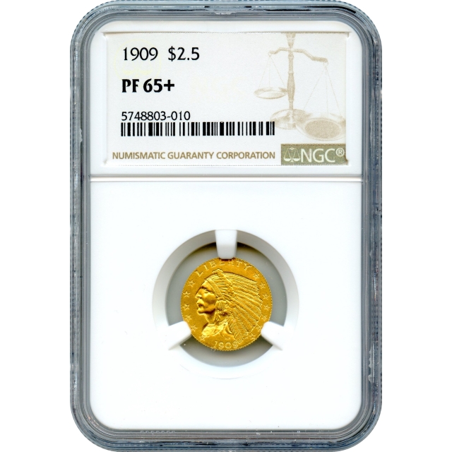 1909 $2.50 Indian Head Quarter Eagle NGC PR65+ - Only 50 to 60 survive today!