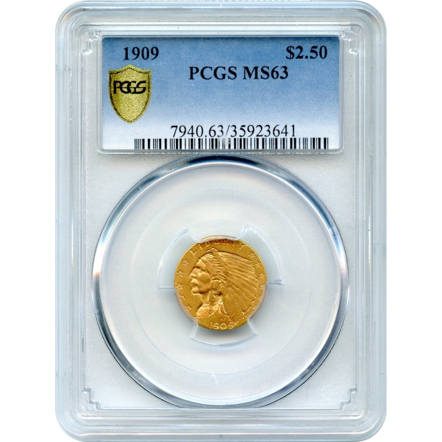 1909 $2.50 Indian Head Quarter Eagle PCGS MS63