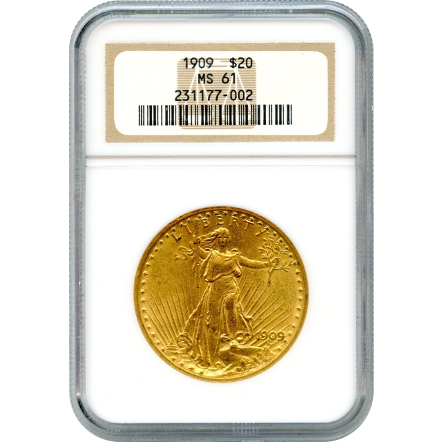 1909 $20 Saint Gaudens Double Eagle NGC MS61