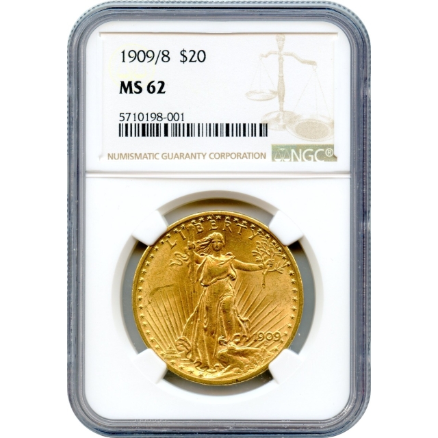 1909/8 $20 Saint Gaudens Double Eagle NGC MS62