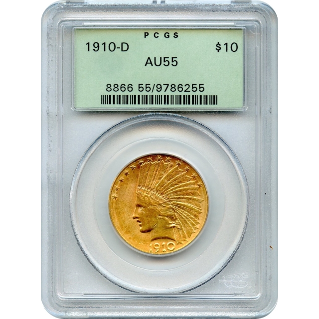 1910-D $10 Indian Head Eagle PCGS AU55