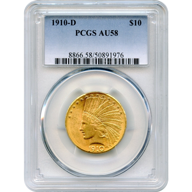 1910-D $10 Indian Head Eagle PCGS AU58