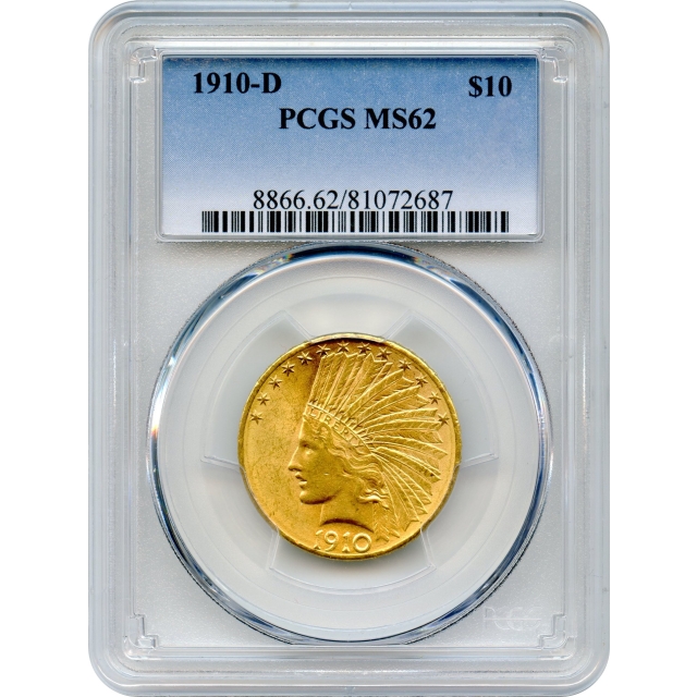 1910-D $10 Indian Head Eagle PCGS MS62