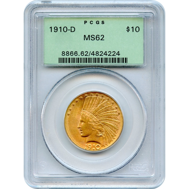 1910-D $10 Indian Head Eagle PCGS MS62