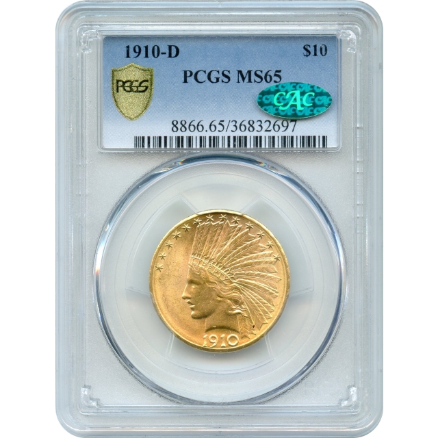1910-D $10 Indian Head Eagle PCGS MS65 (CAC)