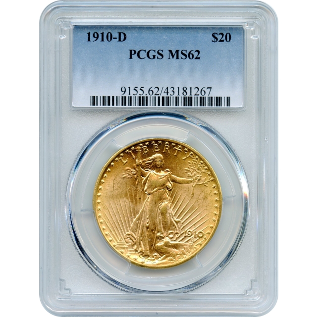 1910-D $20 Saint Gaudens Double Eagle PCGS MS62