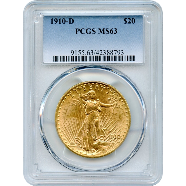 1910-D $20 Saint Gaudens Double Eagle PCGS MS63