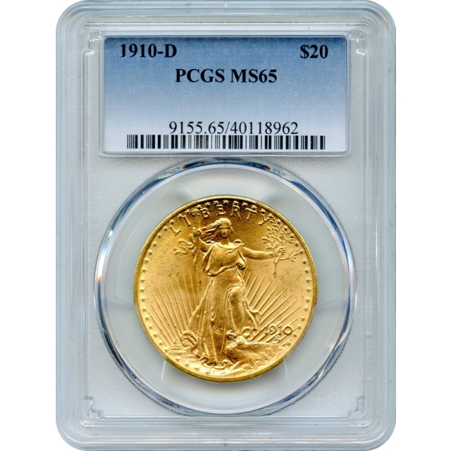 1910-D $20 Saint Gaudens Double Eagle PCGS MS65